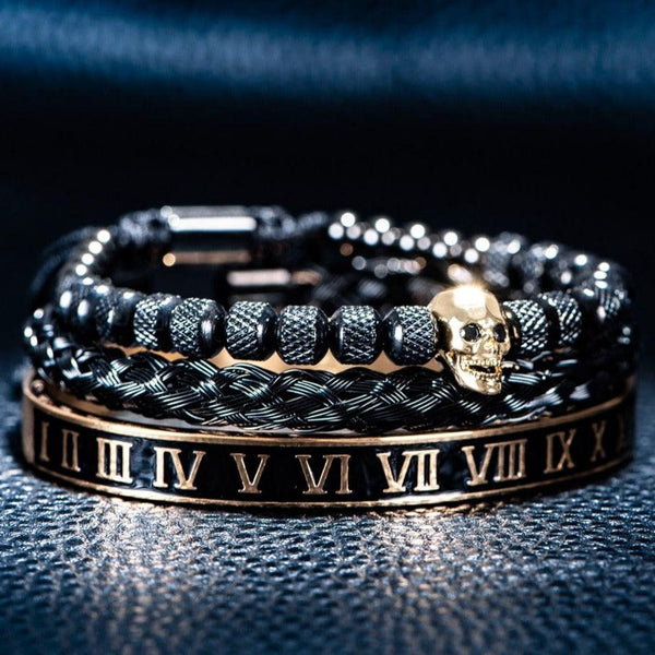 Roma Black Men's Bracelet Set