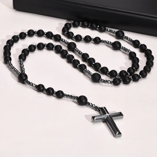Black Rosary in Onyx and Hematite Stones
