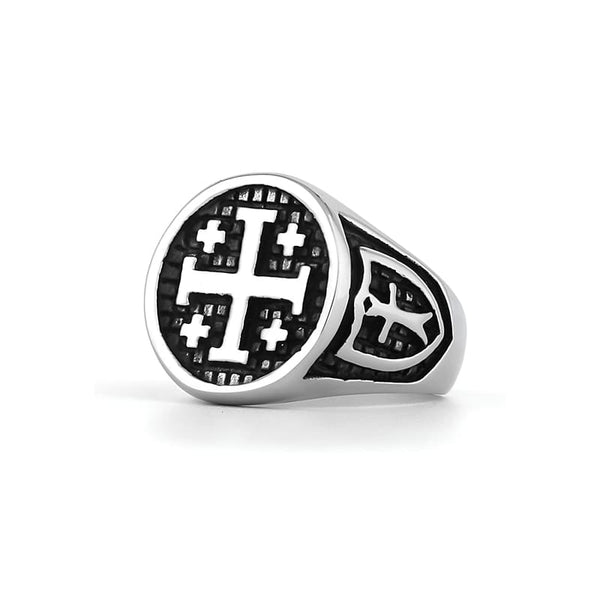 Men's Silver Plated Jerusalem Cross Ring