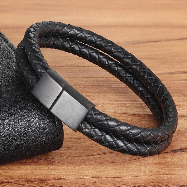 Men's Double Handmade Leather Bracelet - Campeira