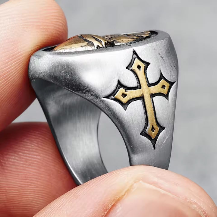 Anel Coração de Deus em Aço Inoxidável - Fé e Elegância