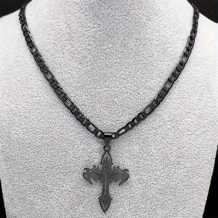 Colar com Pingente de Cruz em Forma de Chama - Design Exclusivo