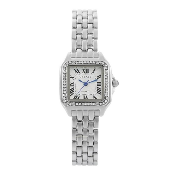 Relógio Feminino Quadrado Estilo Vintage Cravejado - Luxo Atemporal