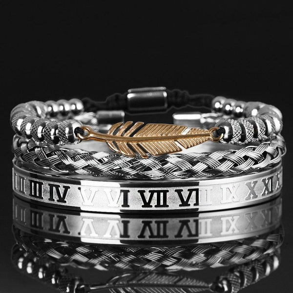 Ethon Men's Feather Bracelet in 316L Steel