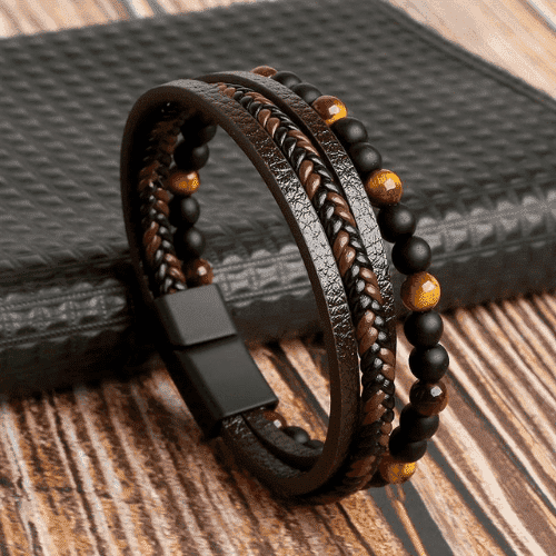 Lottus Men's Leather Bracelet Set
