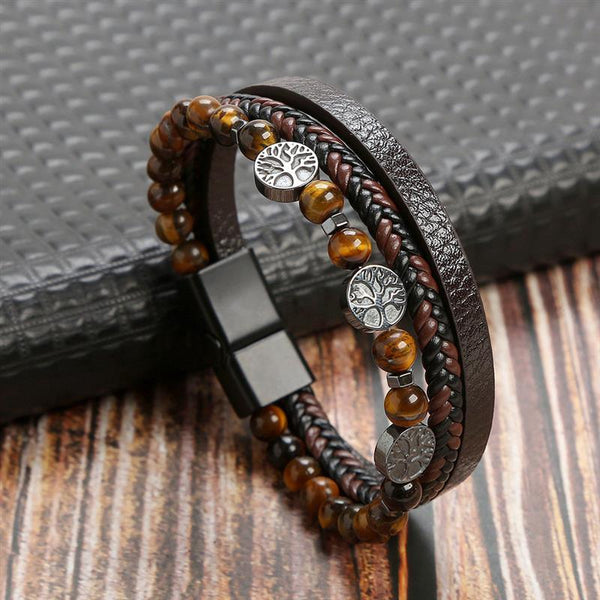 Men's Leather Bracelet - Tree of Life