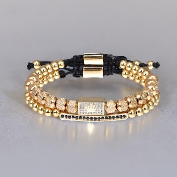 Men's Gold Crown Stainless Steel Bracelet