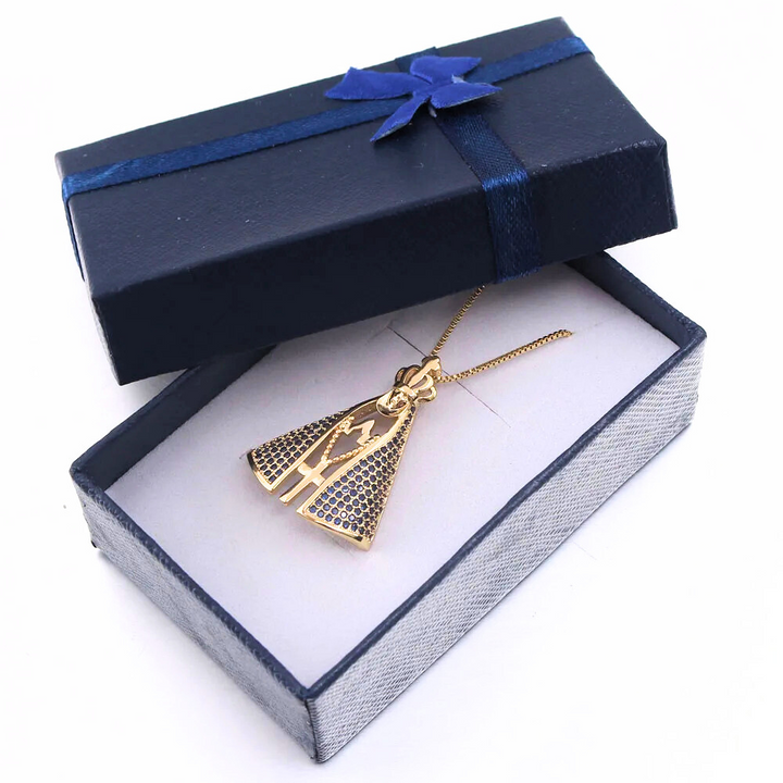 Colar Feminino Aparecida Banhado a Ouro 18k + Pedras de Zircônia (Dupla Face)