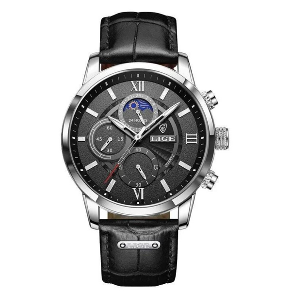 Lige Men's Leather Watch