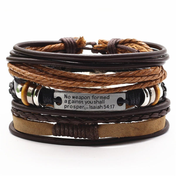 Men's Leather Bracelet Set - Divine Faith 3 in 1