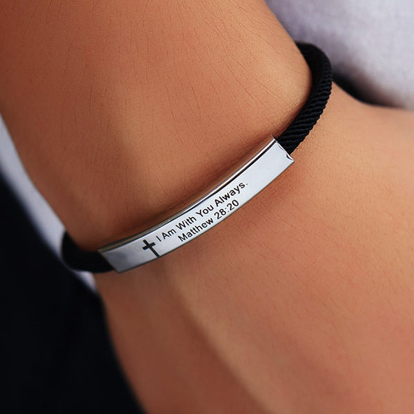 Minimalist Bracelet with Biblical Phrases - Stainless Steel