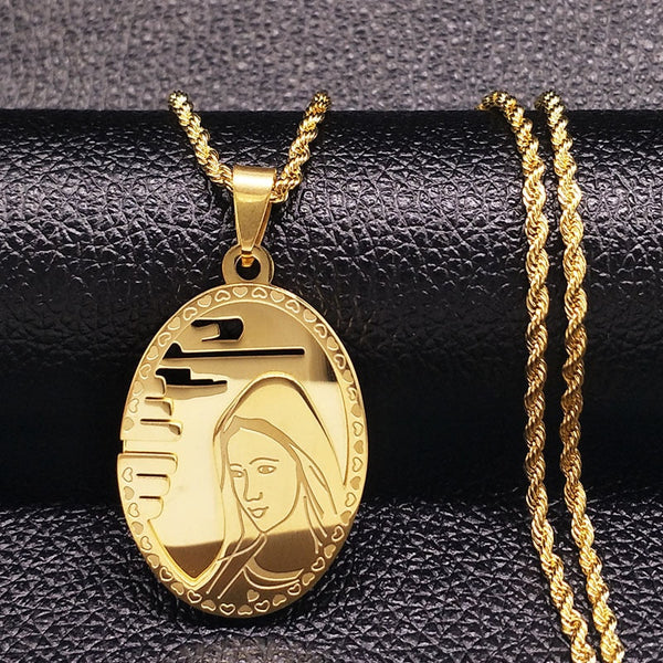 Holy Face Virgin Mary Necklace