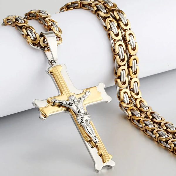 Crux Gloriae Men's Crucifix Necklace in 316L Steel
