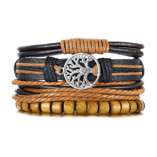 Rustic Men's Leather Bracelet - Various Models - 4 in 1