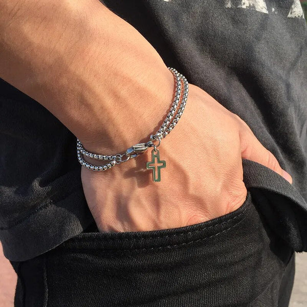 Men's Stainless Steel Minimalist Cross Bracelet