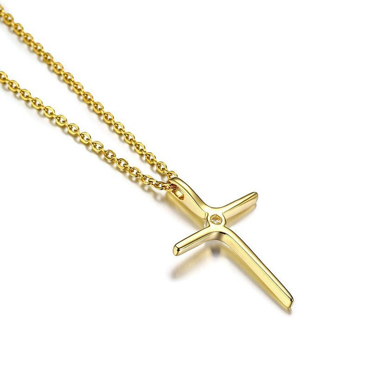 Colar Feminino - Crucifixo Minimalista com Brilhante de Zircônia Cúbica