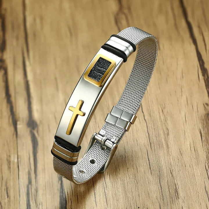 Pulseira Masculina em Aço Inoxidável - Ajustável