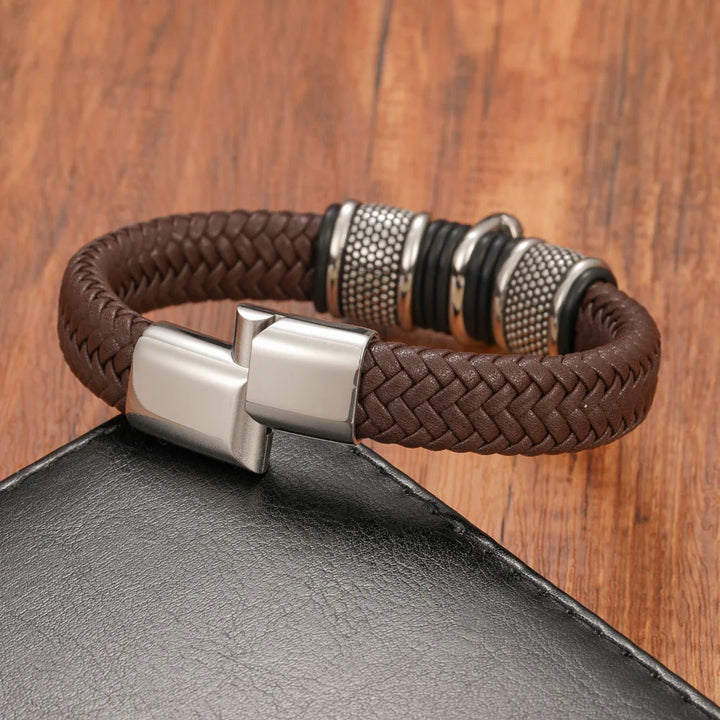 Pulseira Masculina em Couro Buda - Artesanal