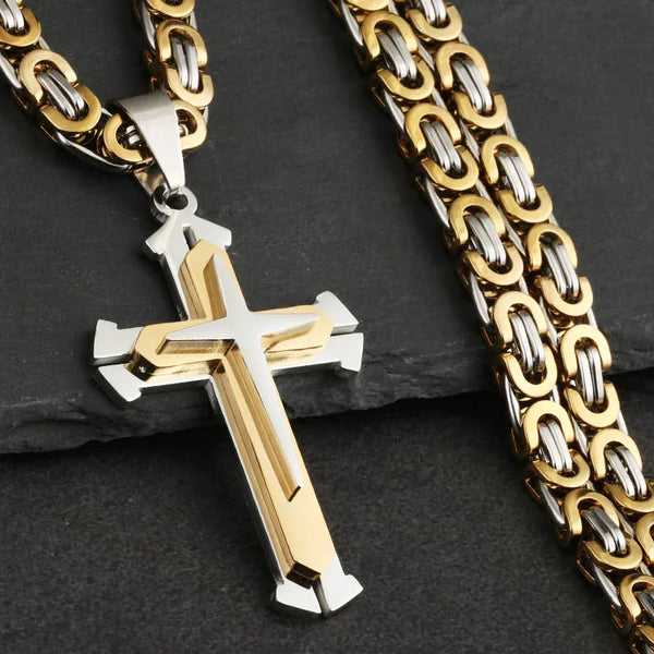 Dux Stella Men's Crucifix Necklace in 316L Steel