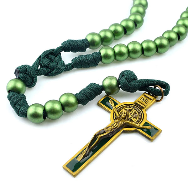 Male Military Warrior Rosary With Prayer of Saint Benedict