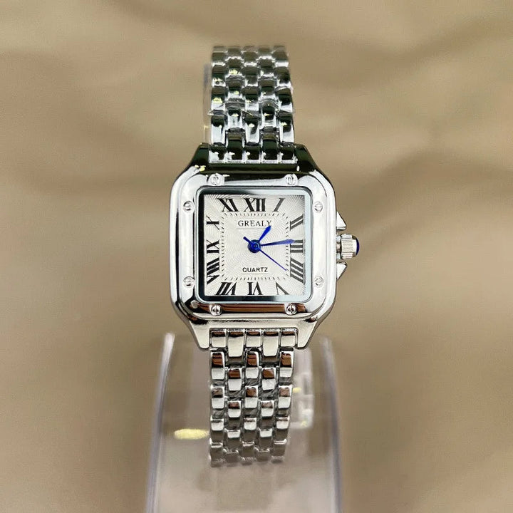 Relógio Feminino Quadrado Estilo Vintage Cravejado - Luxo Atemporal