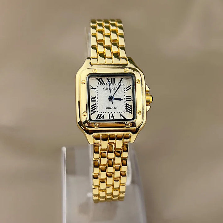 Relógio Feminino Quadrado Estilo Vintage Cravejado - Luxo Atemporal