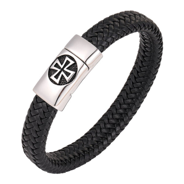 Men's Leather Bracelet Maltese Cross - Templars