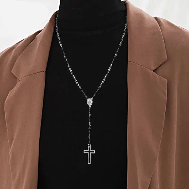 Terço Minimalista Feminino de Nossa Senhora das Graças em Aço 316L 
