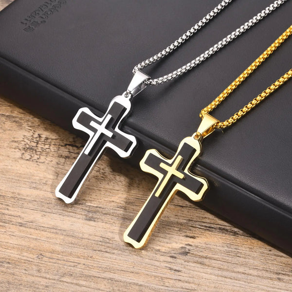 Men's Crucifix Necklace Three Crosses