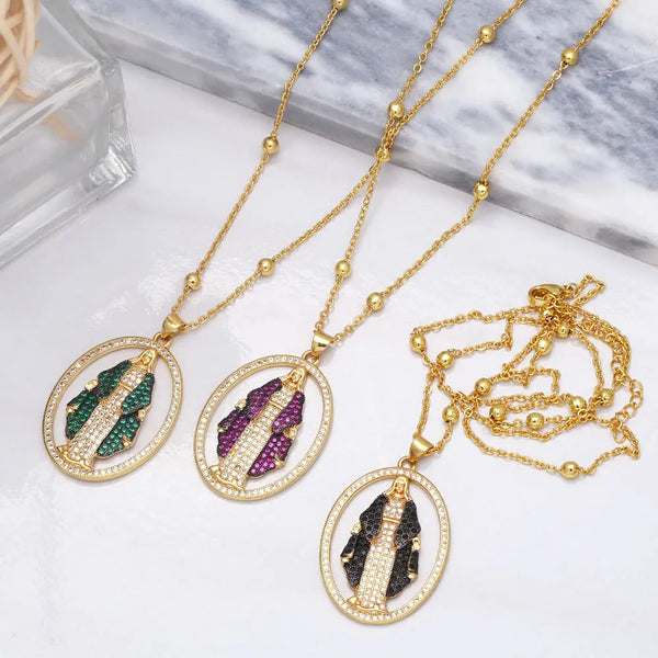 Women's Necklace Virgin Mary - Our Lady of Graces Gold Plated