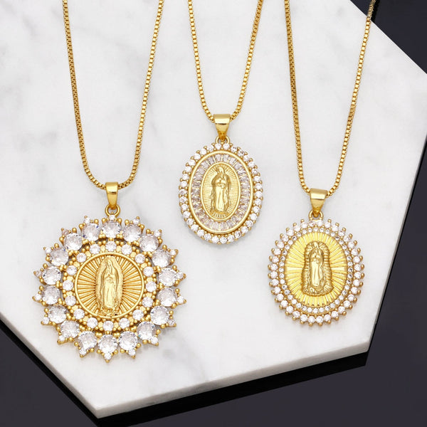 Women's Necklace Our Lady of Guadalupe 18k Gold Plated