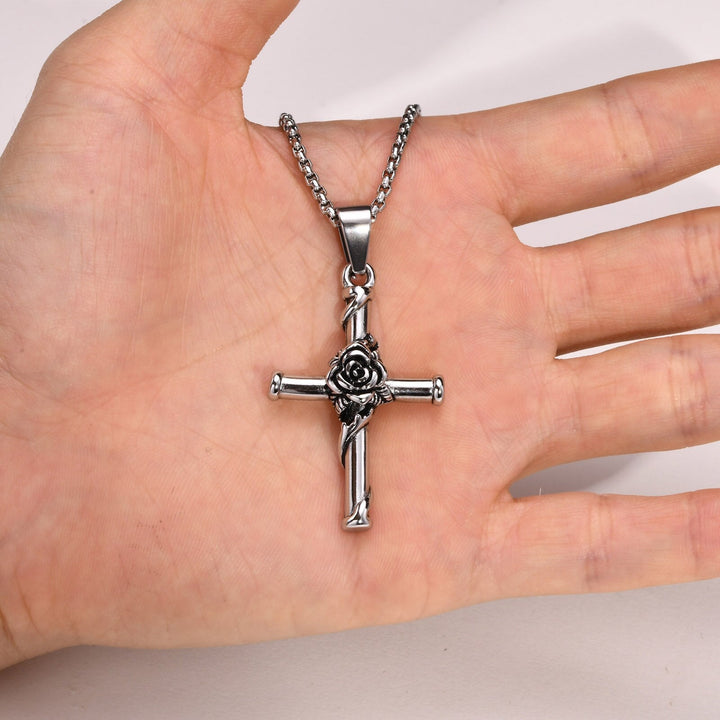 Colar Masculino Crucifixo Rosa Cruz 