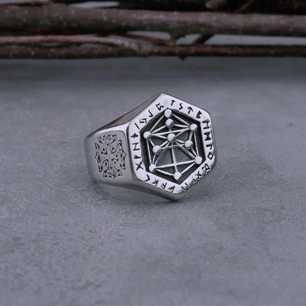 Sacred Geometry Ring - Metatron in 316L Steel