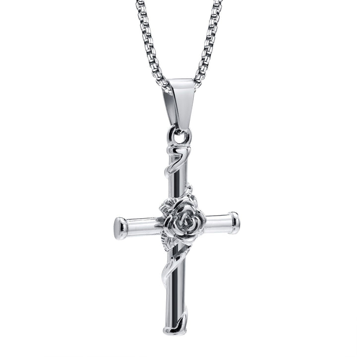 Colar Masculino Crucifixo Rosa Cruz 