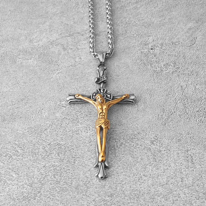 Colar Crucifixo O Nazareno em Aço 316L