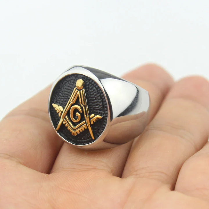 Anel Masculino Chevalier  Maçonaria em Aço 316L