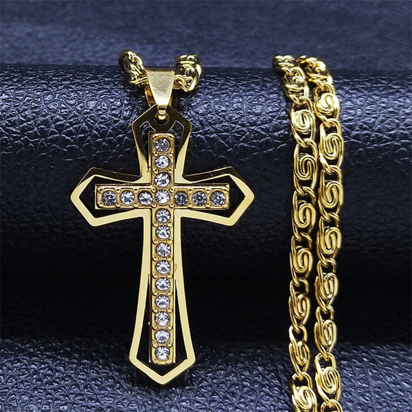 Catholic Crucifix Necklace with Diamonds
