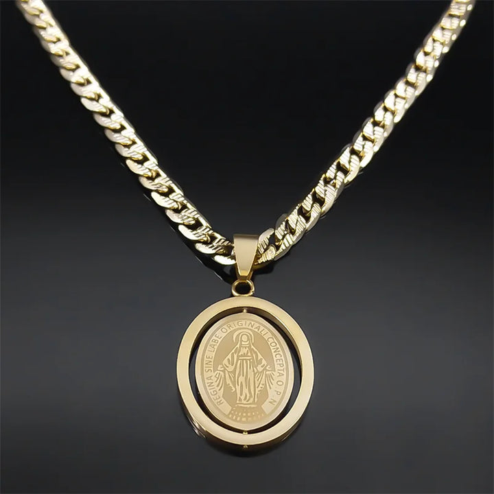 Corrente Masculina com Medalha de Nossa Senhora das Graças em Aço316L