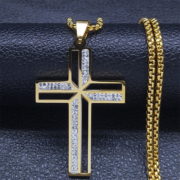 Crucifix Necklace with Openwork Cross and Diamonds N4943CRX