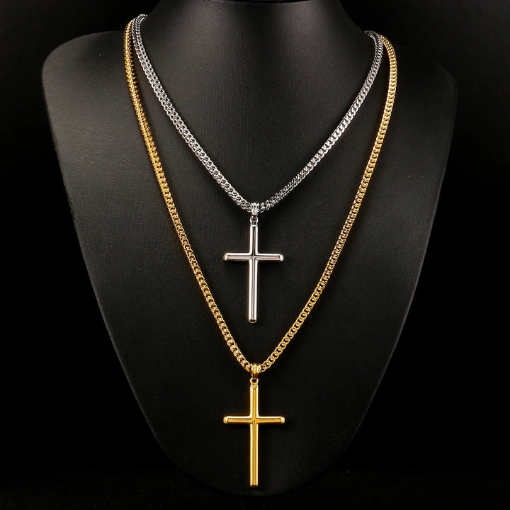 Colar Crucifixo Minimalista Crux Amoris Banhado a Ouro