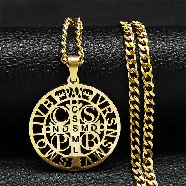 Saint Benedict Medal Necklace - Laser Carved