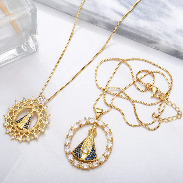 Women's Necklace Our Lady of Aparecida 18k Gold Plated