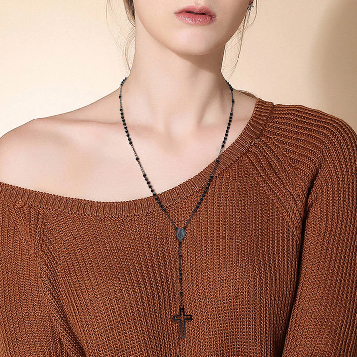 Terço Minimalista Feminino de Nossa Senhora das Graças em Aço 316L 