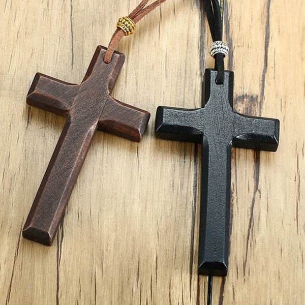 Crucifix Necklace with Olive Tree Cross - Handmade