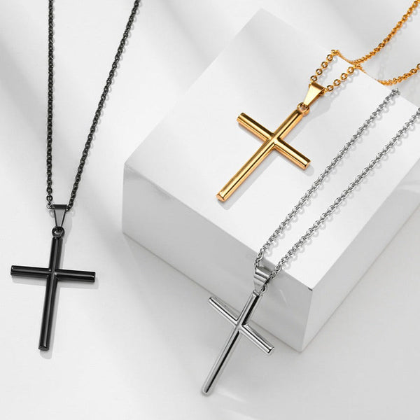 Minimalist Crucifix Necklace in 316L Steel