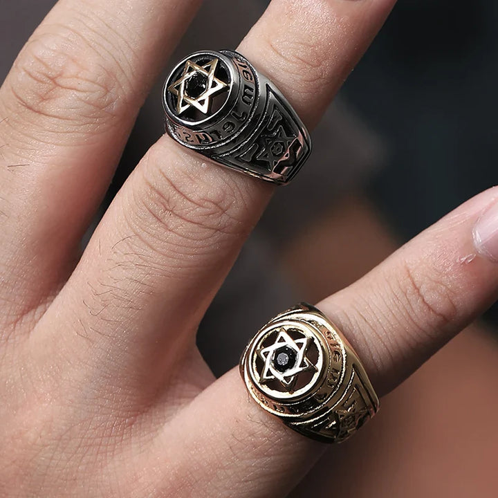Anel Masculino Estrela de Davi em Ouro - Elegância e Tradição
