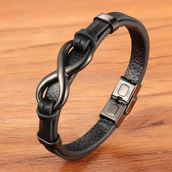 Kairós Infinity Leather Men's Bracelet