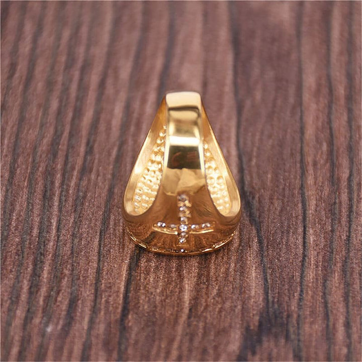 Anel Cruz de Cristo Banhado a Ouro 18K