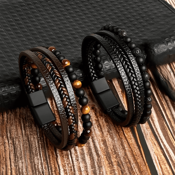 Kit 2 Men's Leather Bracelets 50% discount