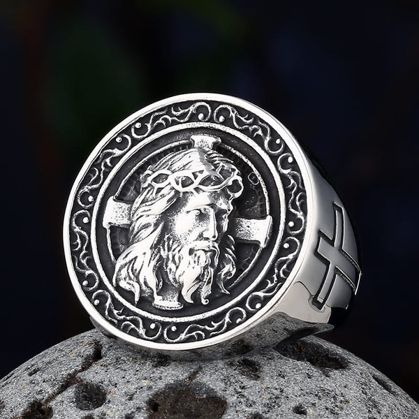 Men's Ring Holy Face of Christ Silver Plated
